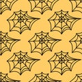 Spider web seamless pattern. Vector illustration isolated on white background. Halloween texture Royalty Free Stock Photo