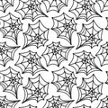 Spider web seamless pattern. Vector illustration isolated on white background. Halloween texture Royalty Free Stock Photo