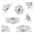 Spider web set halloween design isolated on white background Royalty Free Stock Photo