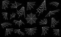 Spider web set. Halloween hand drawn cobweb collection.Spiderweb icon.Isolated on black background Royalty Free Stock Photo