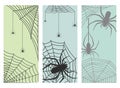 Spider web silhouette arachnid fear graphic flat scary animal design nature insect danger horror halloween vector cards.