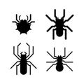 Spider web silhouette arachnid fear graphic flat scary animal design nature insect danger horror halloween vector icon.