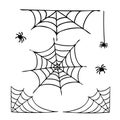 Spider web and spiders set of elements in hand drawn style.  graphic simple doodle liner style Royalty Free Stock Photo