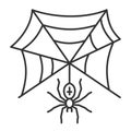 Editable stroke Spider web thin line icon