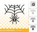 Halloween spider web simple black line vector icon Royalty Free Stock Photo