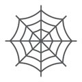 Spider web thin line icon, halloween and decoration, cobweb sign, vector graphics, a linear pattern Royalty Free Stock Photo