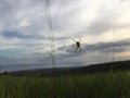 Spider on Web - View of Pacific Ocean from Waimea Canyon during Sunset on Cloudy Day on Kauai Island, Hawai.