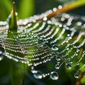 Spider's Web Adorned with Morning Dew Royalty Free Stock Photo