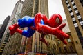 Spiderman balloon floats in the air during the annual Macy`s Thanksgiving Day parade along Avenue of Americas Royalty Free Stock Photo