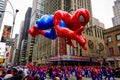 Spiderman balloon floats in the air during the annual Macy`s Thanksgiving Day parade along Avenue of Americas