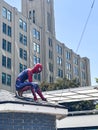 Spiderman onTop of Roof in Downtown Tornoto, Canada in Summer