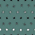 Spiders in lines on green background repeat vector seamless