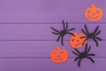 The spiders and pumpkins halloween silhouettes cut out of paper Royalty Free Stock Photo