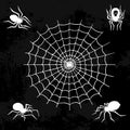 Spiders vector web silhouette spooky spider nature halloween element cobweb decoration fear spooky net.