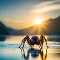 Spiders are in the wild caught on camera object bokeh blur background and blurred with the help of sunlight Royalty Free Stock Photo