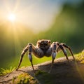 Spiders are in the wild caught on camera object bokeh blur background and blurred with the help of sunlight Royalty Free Stock Photo
