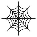 Spiderweb. Silhouette. Vector illustration. A sticky victim trap. Intricate network. Hunter`s ambush. Thin thread. Halloween