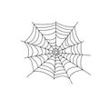 Spiderweb simple hand drawn vector outline illustration of doodle fancy Halloween scary decor elements