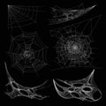 Spiderweb Or Spider Web Cobweb On Wall Corner Vector Isolated Icons