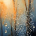 Spiderwebs adorned with shimmering morning dew