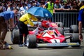 Spielberg, Austria, 2014 -Nikki Lauda on the Honorary Circuit in Formula One race driving his 1977 historic bolid