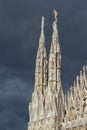 Spiers of the ancient Duomo di Milano Cathedral in Milan Royalty Free Stock Photo