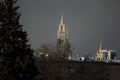 Spiers of Stalinist skyscrapers in Moscow. Royalty Free Stock Photo