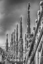 Spiers and statues on the gothic Cathedral of Milan, Italy