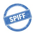 SPIFF text on blue grungy round stamp Royalty Free Stock Photo