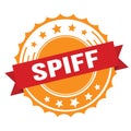 SPIFF text on red orange ribbon stamp Royalty Free Stock Photo