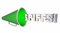 Spiffs Bullhorn Megaphone Incentives Bonus Rewards 3d Illustration Royalty Free Stock Photo