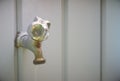 Spigot tap water on gray wall, valve Royalty Free Stock Photo