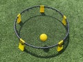 Spike ball game with yellow ball on the net Royalty Free Stock Photo