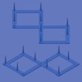 Spike strip isometric. Blue traffic spikes or stinger good for quarantine police concept scenes