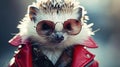 Spike tacular Ensemble, Fashio forward Hedgehog in Striking Outfit. Generative Ai Royalty Free Stock Photo