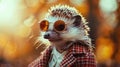 Spike tacular Ensemble, Fashio forward Hedgehog in Striking Outfit. Generative Ai Royalty Free Stock Photo