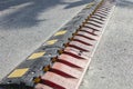 Spikes barrier are  used to enforce a directional flow in a single traffic lane Royalty Free Stock Photo