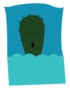 A spikey cactus sleeping on a blue bed vector color drawing or illustration