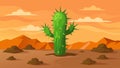 A spiky cactus thriving in harsh desert conditions as a symbol of resilience in rough environments.. Vector illustration