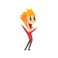 Spiky HAir Redhead Male Character Rejoicing