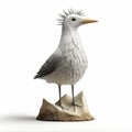 Spiky Seabird Figurine In Isolated Landscape Style