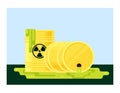 Spill of radioactive waste illustration. Environmental pollution with hazardous chemical poisons leakage of hazardous Royalty Free Stock Photo