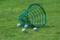 Spilled bucket of practice golf balls Royalty Free Stock Photo