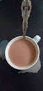 Spilled chocolate milk on the dining table Royalty Free Stock Photo