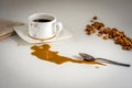 Spilled coffe stain on the table Royalty Free Stock Photo