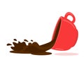 Spilled coffee red cup vector concept Royalty Free Stock Photo