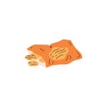 Spilled corrugated potato chips in open plastic bag package vector illustration, unhealthy fat fast food eating disorder Royalty Free Stock Photo