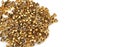 Spilled gold grommets isolated on white background Royalty Free Stock Photo