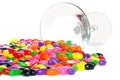 Spilled jelly beans from a martini glass Royalty Free Stock Photo