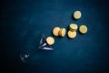 Spilled macarons from martini glass Royalty Free Stock Photo